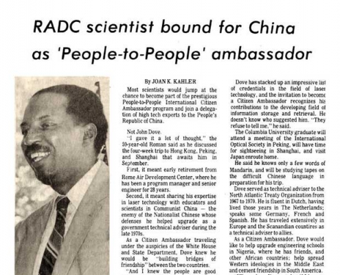 John Dove - RADC Scientist bound for China